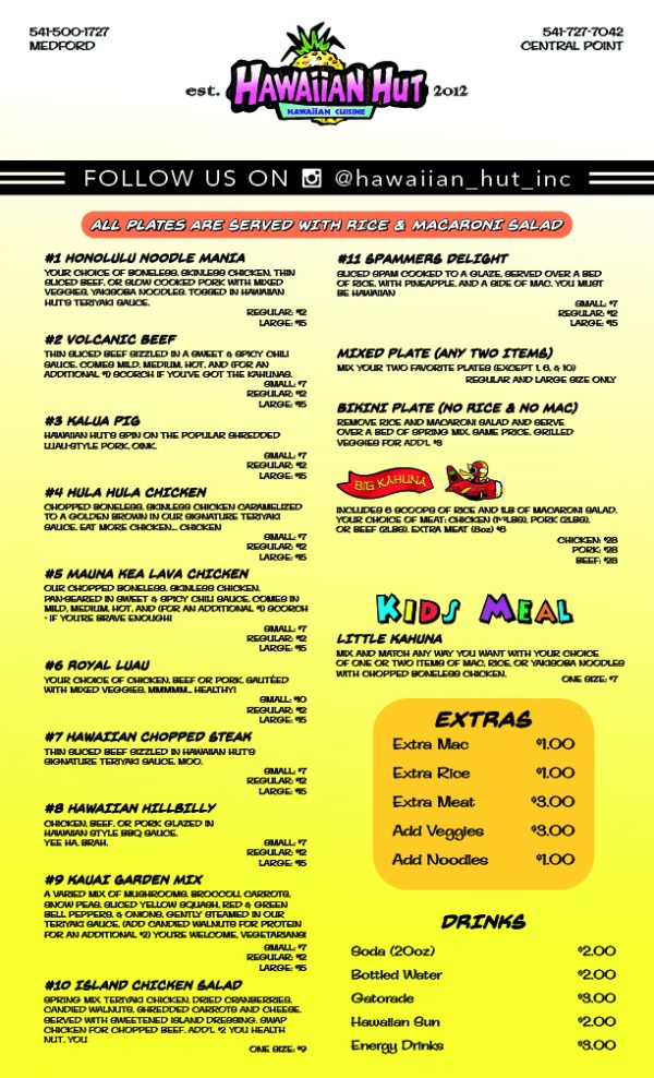 MENU Hawaiian Hut